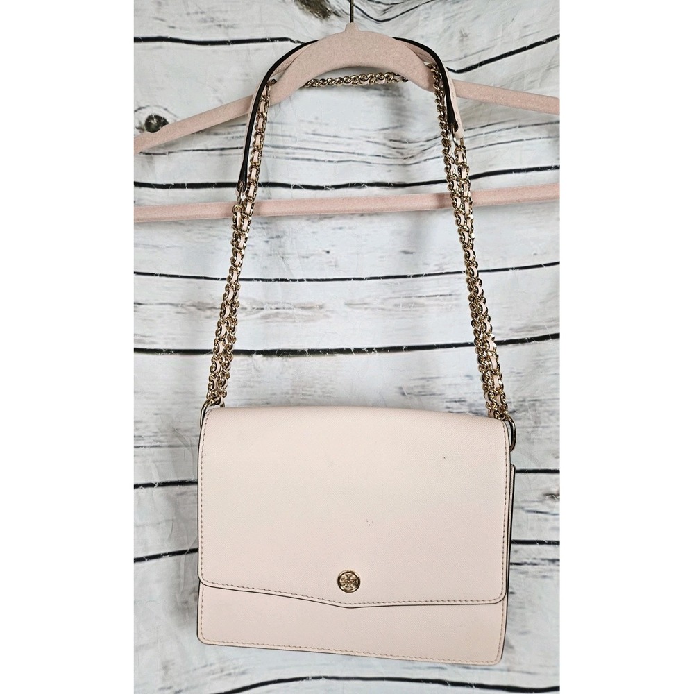 Tory Burch Robinson Crossbody Flap Purse Pink Chain Convertible Strap